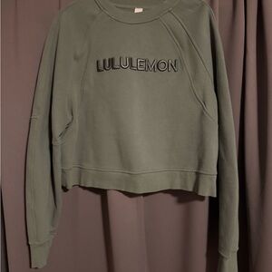 lululemon athletica Olive Green Cropped Sweatshirt